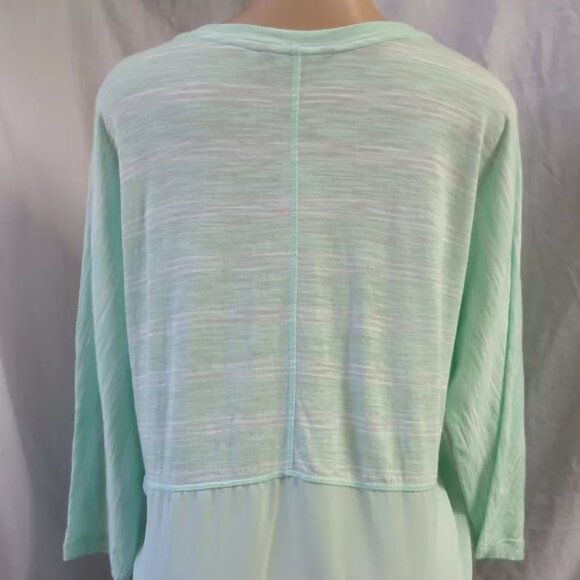 BANANA REPUBLIC GREEN MINT-WHITE STRIPED LAYERED BACK KNIT TOP SIZE: M NWT - Picture 2 of 5